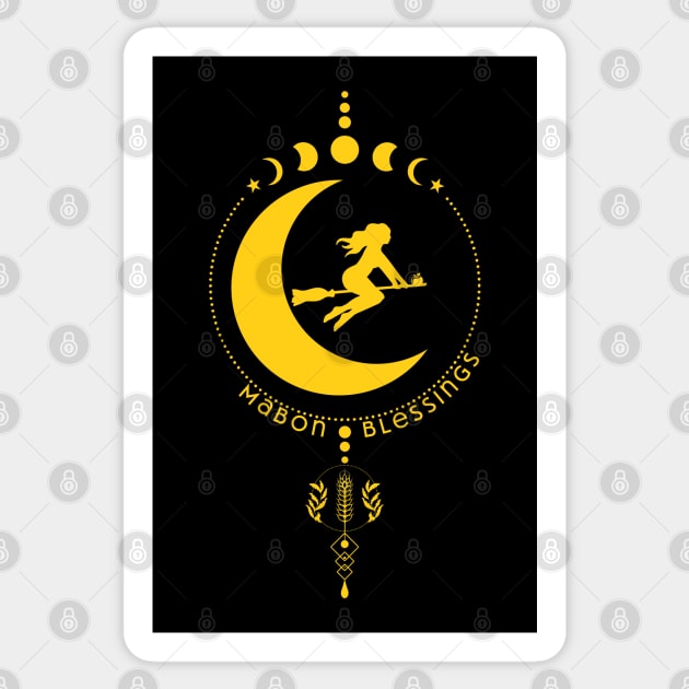 Mabon Blessings, witch, moon, wheat Sticker by HolidayBug